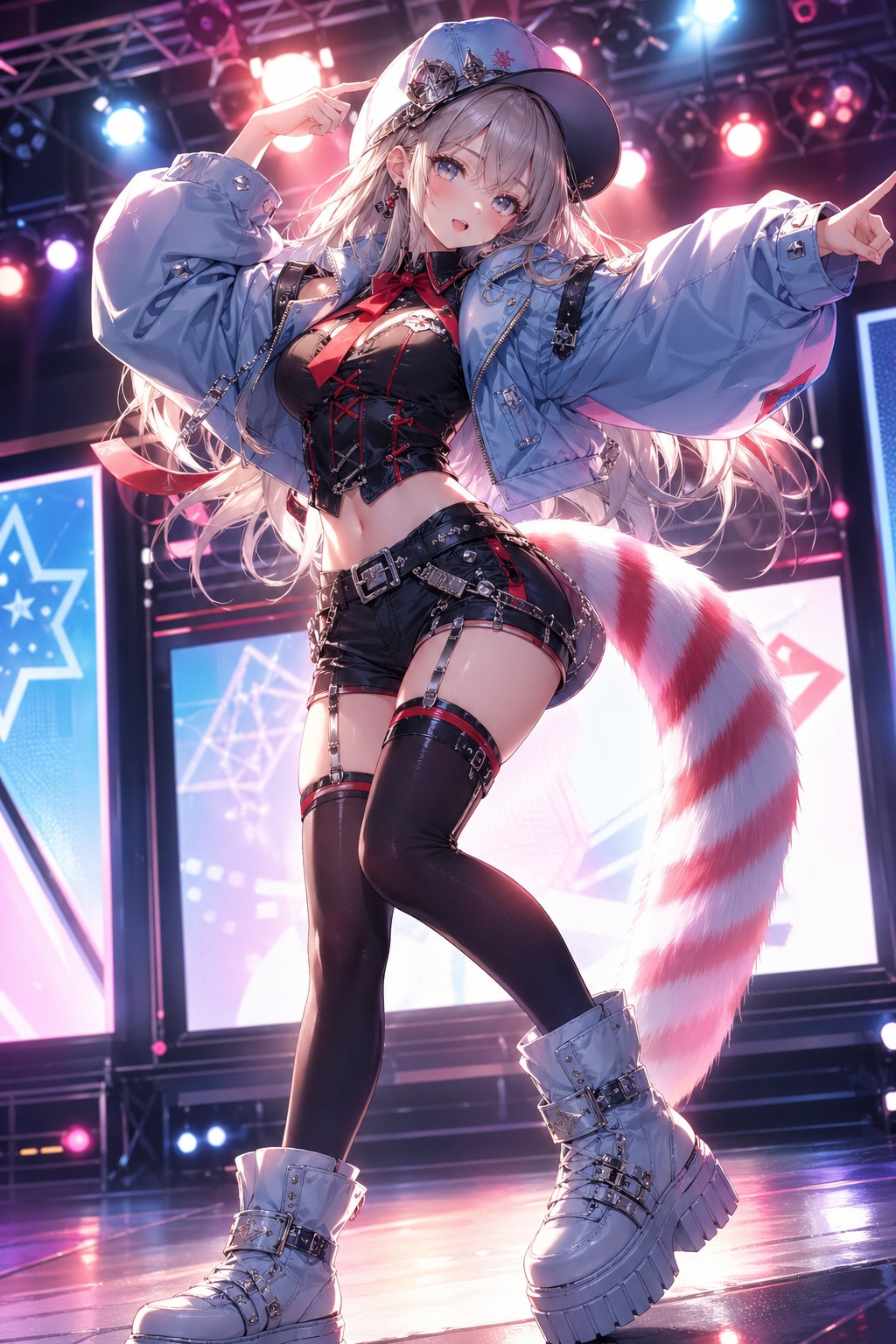 ステージで踊るストライプテール少女