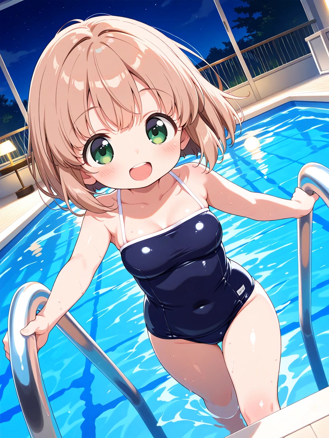 夜のプールトレーニング