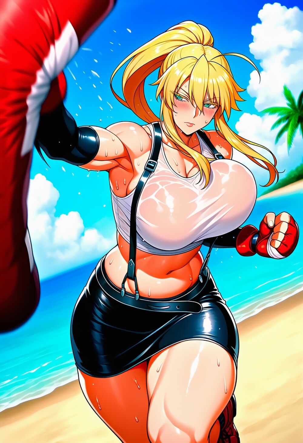 タンクトップコスプレ人妻格闘トレーニング