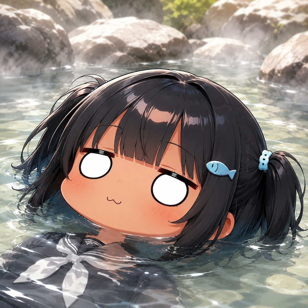 温泉に浸かるこなつちゃん
