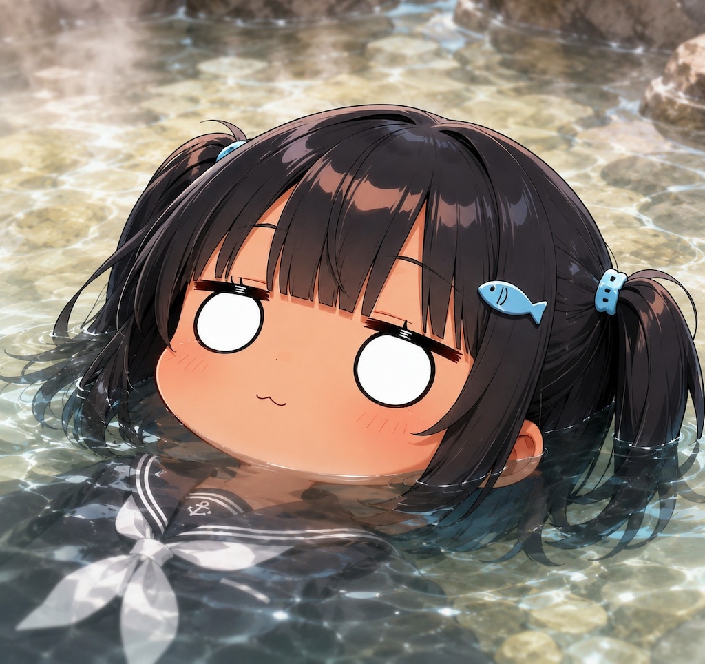温泉に浸かるこなつちゃん