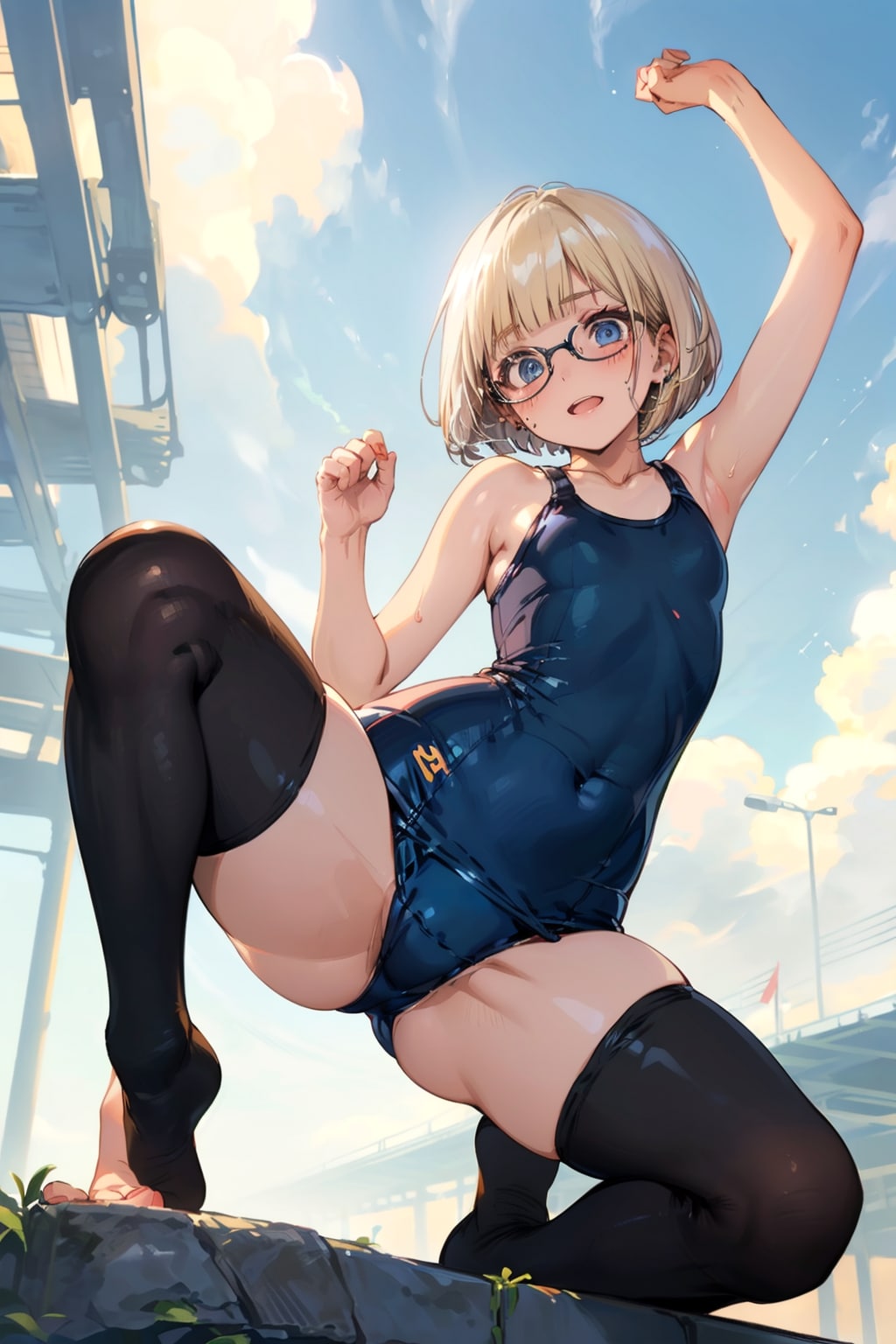 スク水の眼鏡っ娘