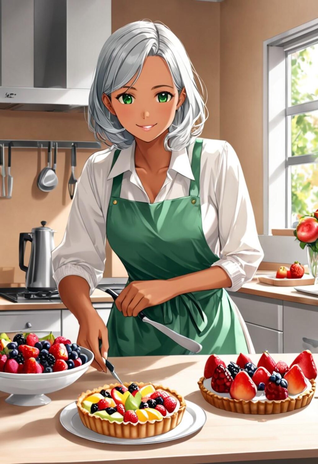 お菓子作りをする褐色お姉さん