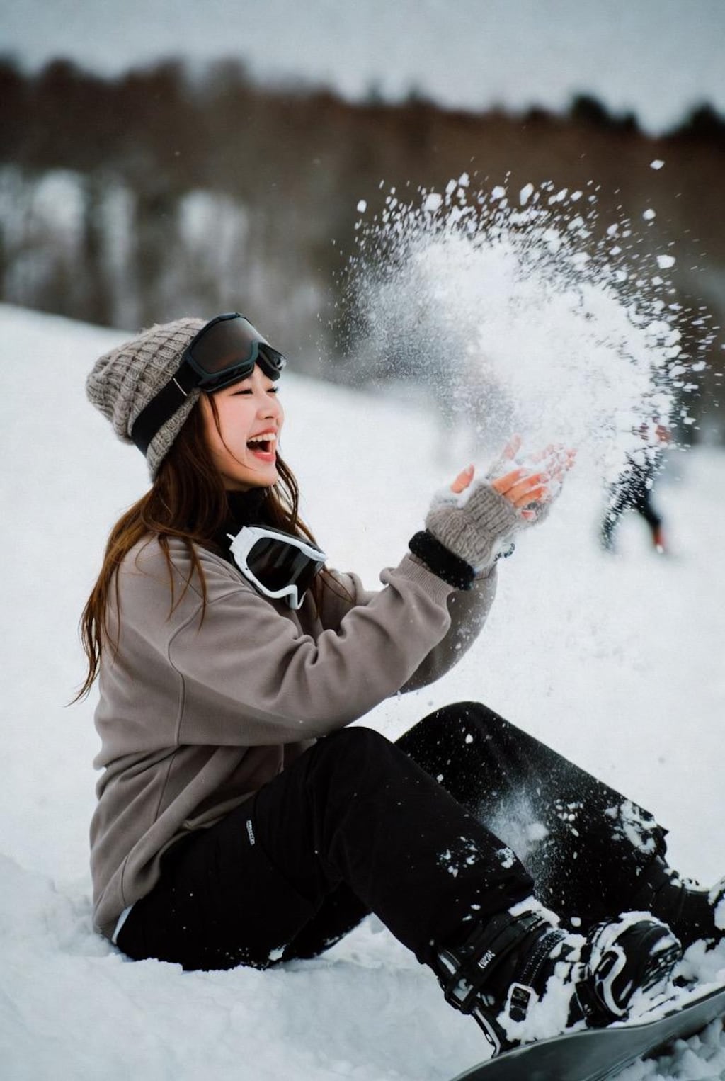 ゲレンデでスノーボード