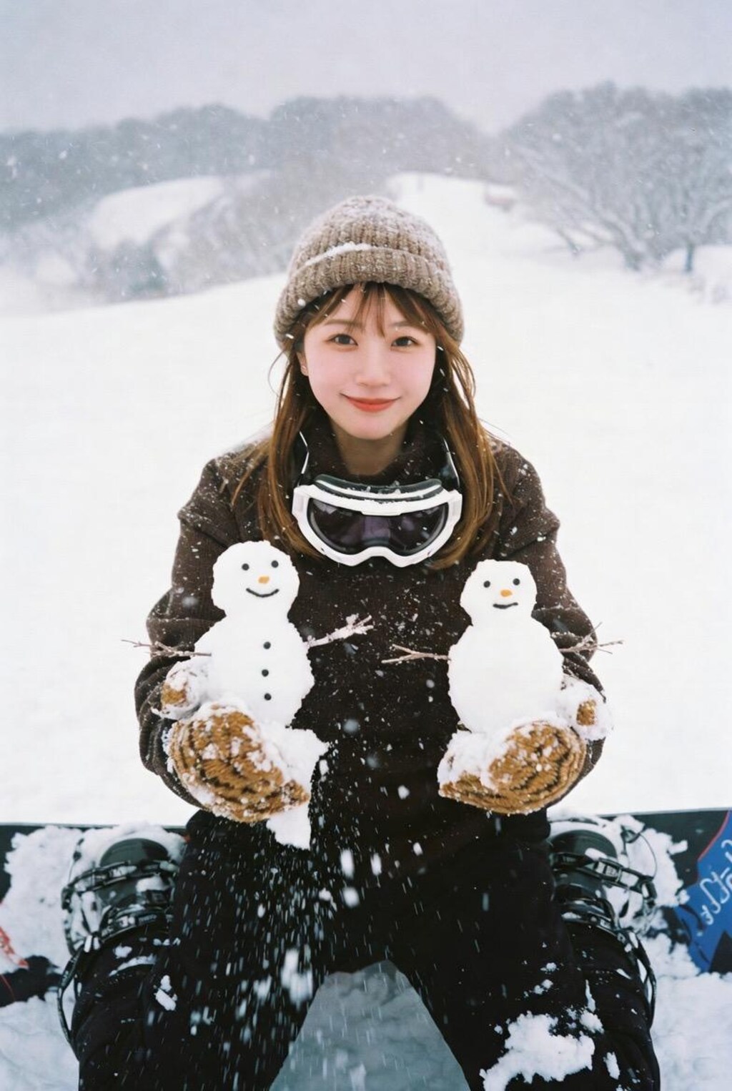 ゲレンデでスノーボード