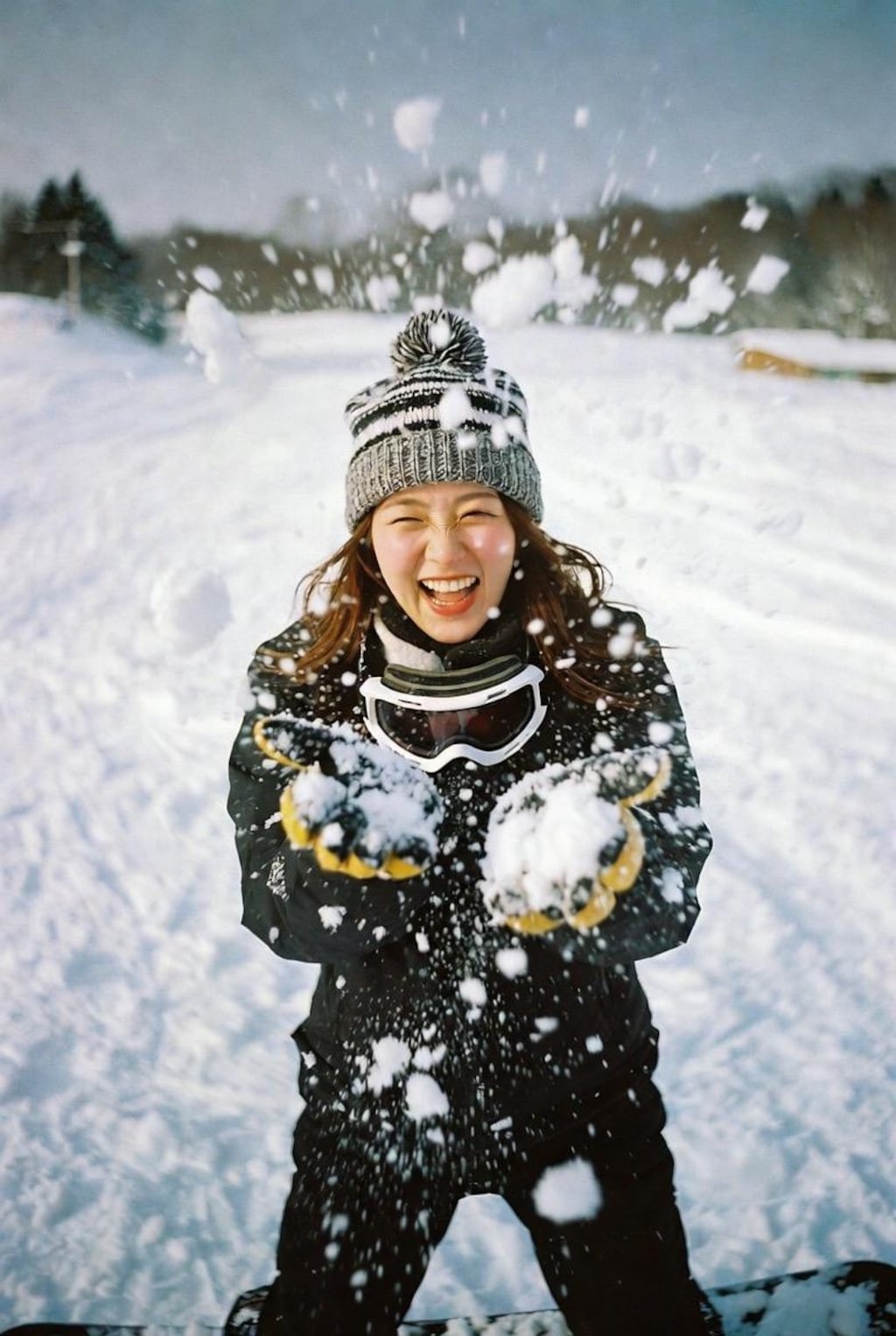 ゲレンデでスノーボード