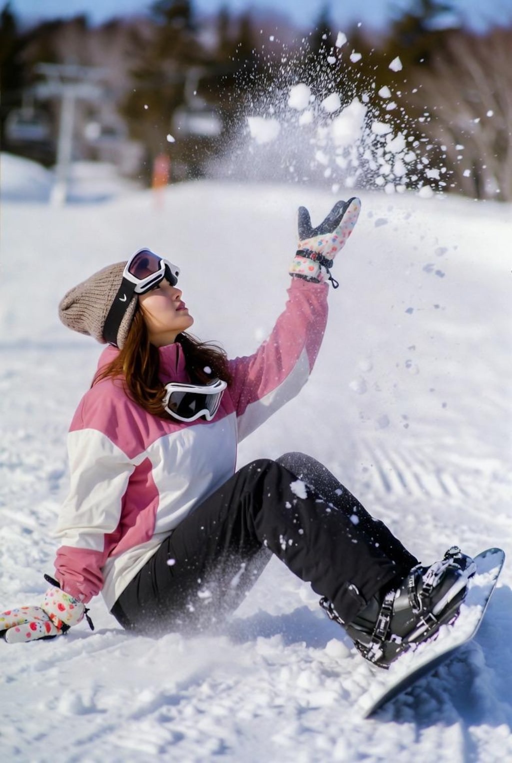 ゲレンデでスノーボード