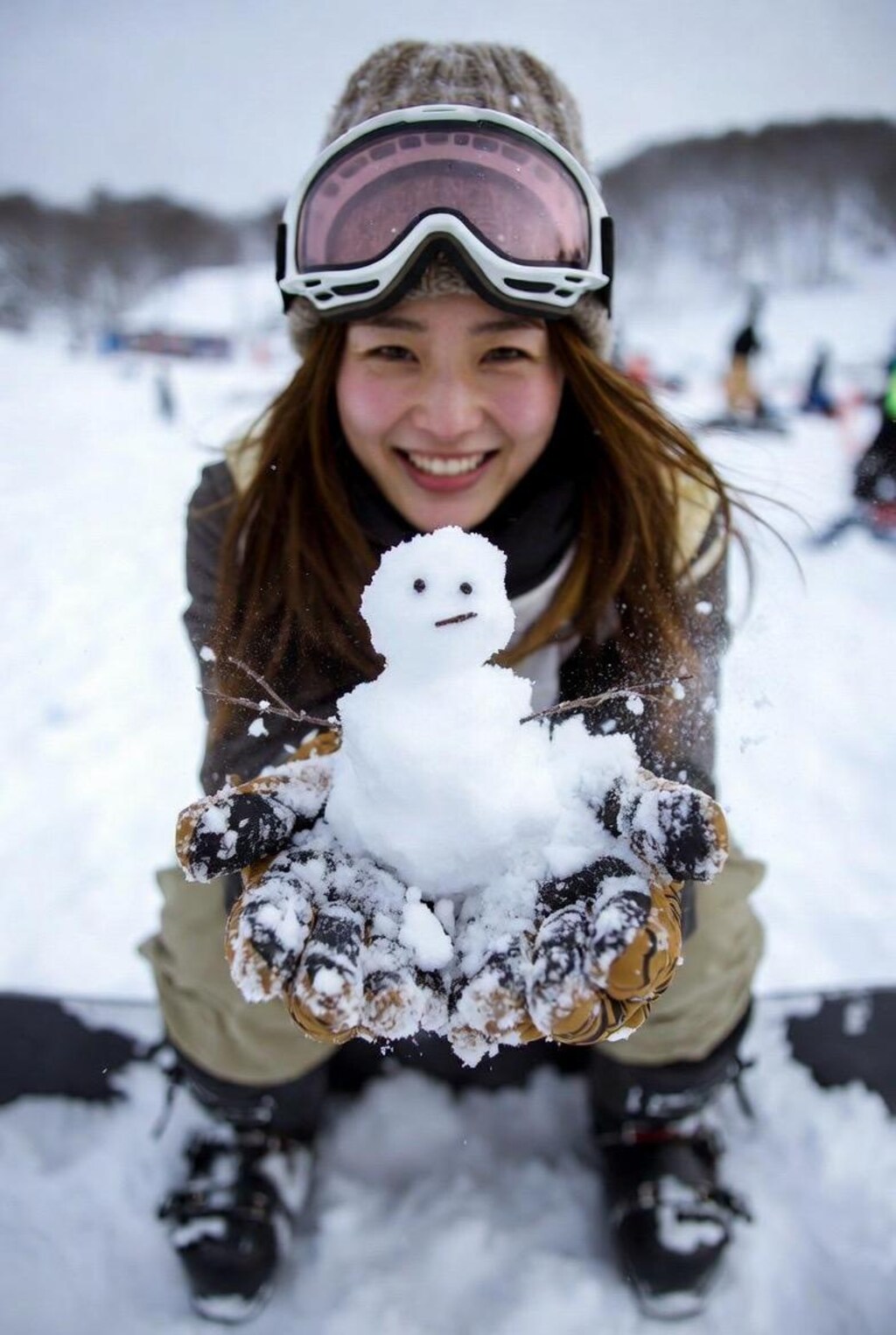 ゲレンデでスノーボード