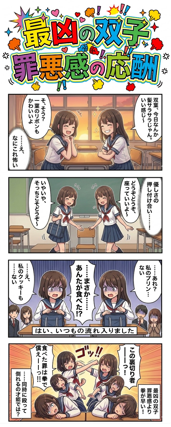 最凶の双子 第3話　罪悪感の応酬（四コマ漫画【たた８】９）
