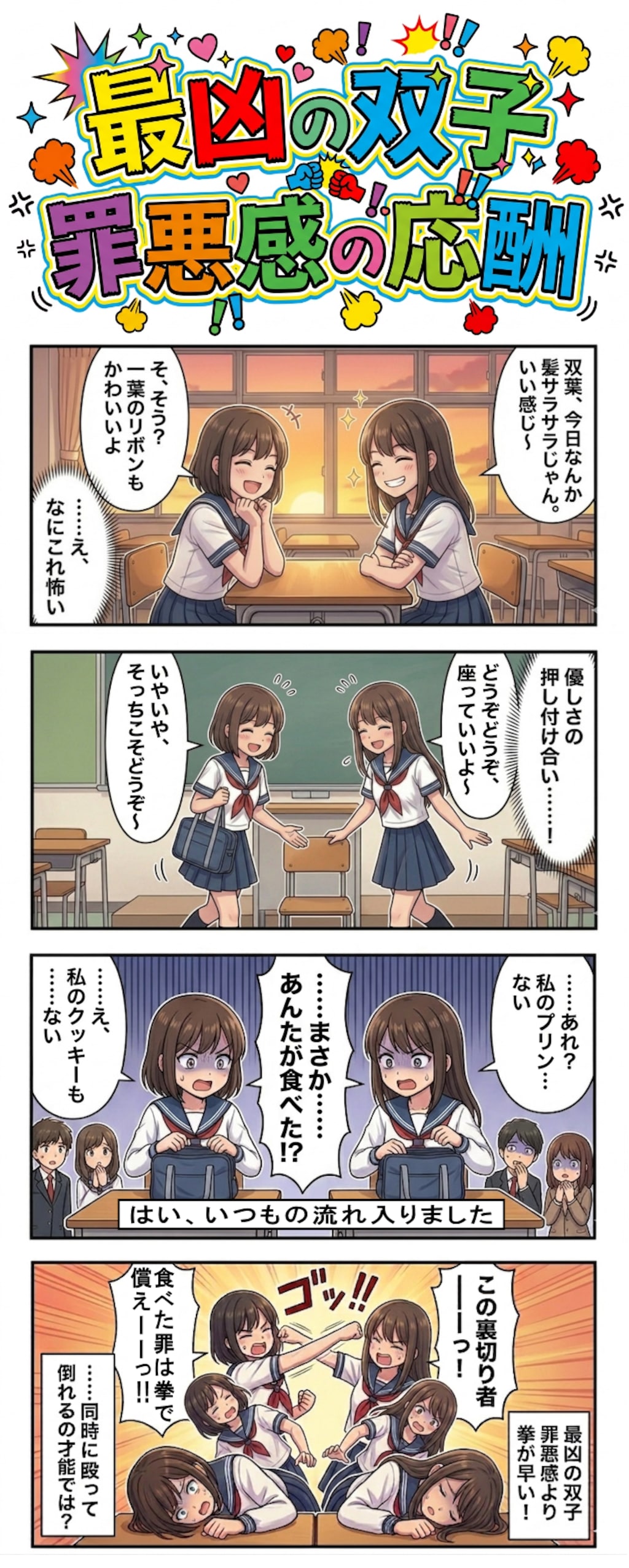 最凶の双子 第3話　罪悪感の応酬（四コマ漫画【たた８】９）