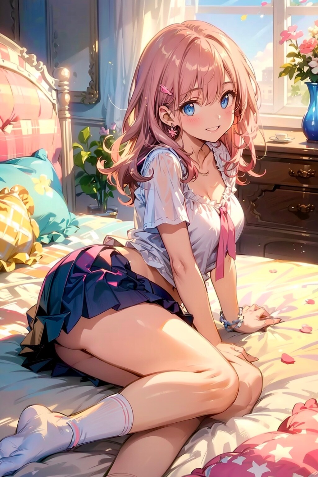 ベットに座るうちの子
