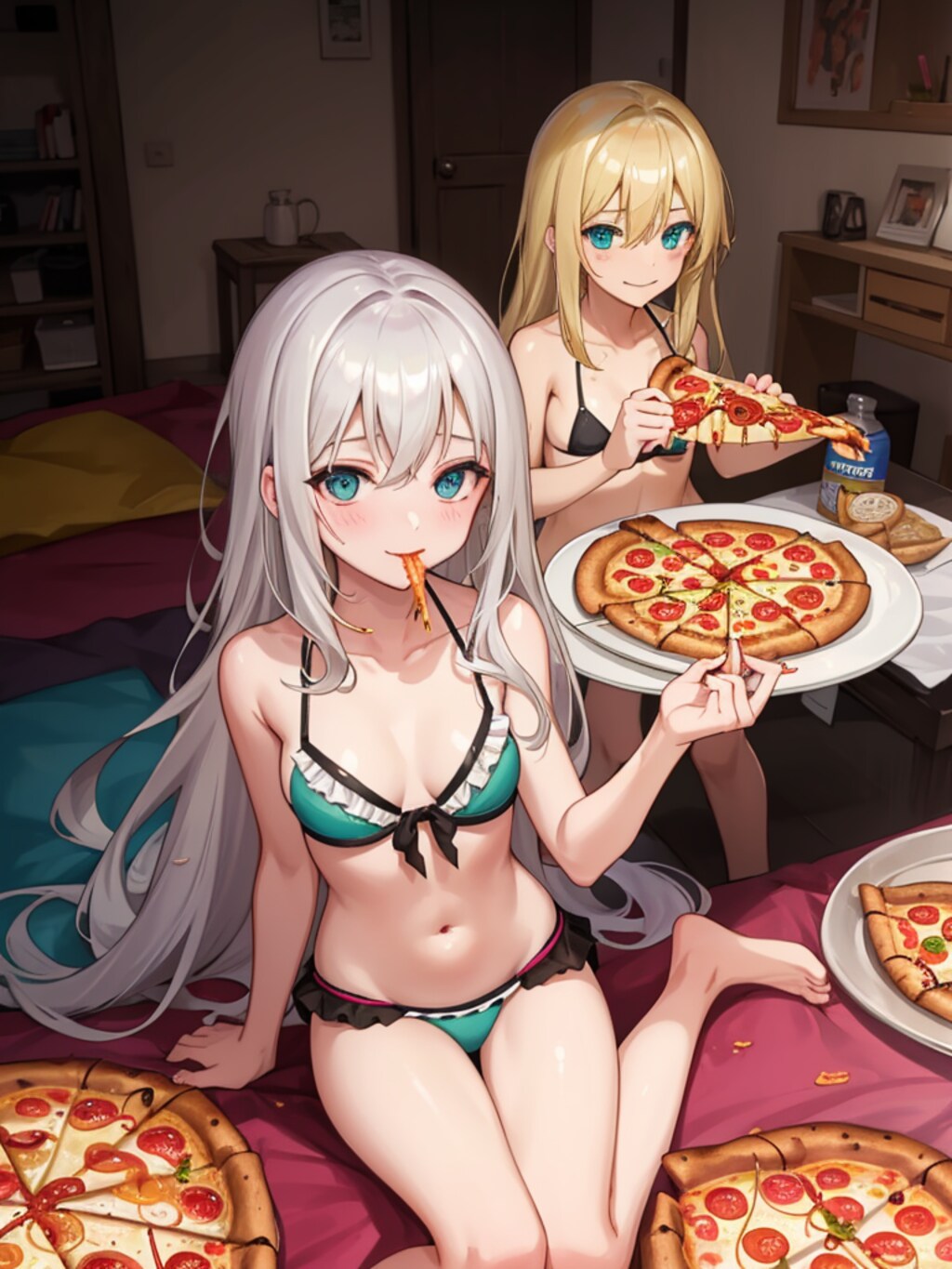 ディナーはピザです。