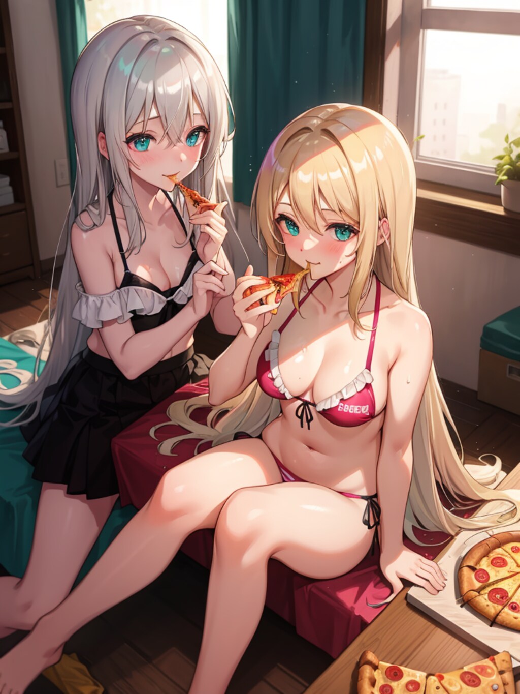 ディナーはピザです。