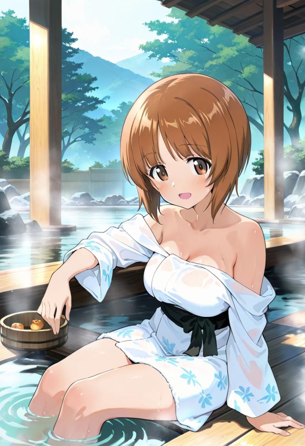 西住みほ、温泉