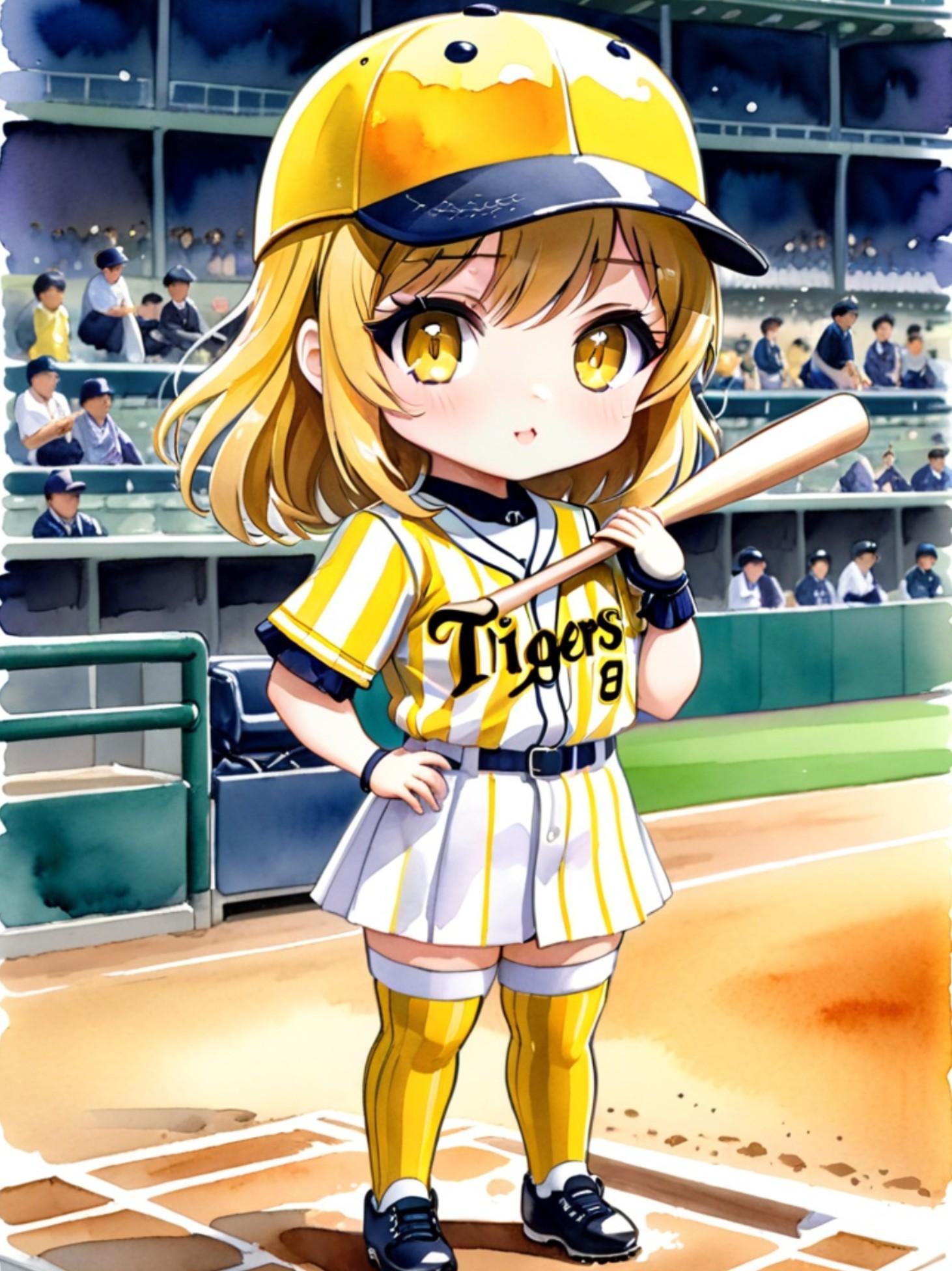 野球する黄色髪ちゃん