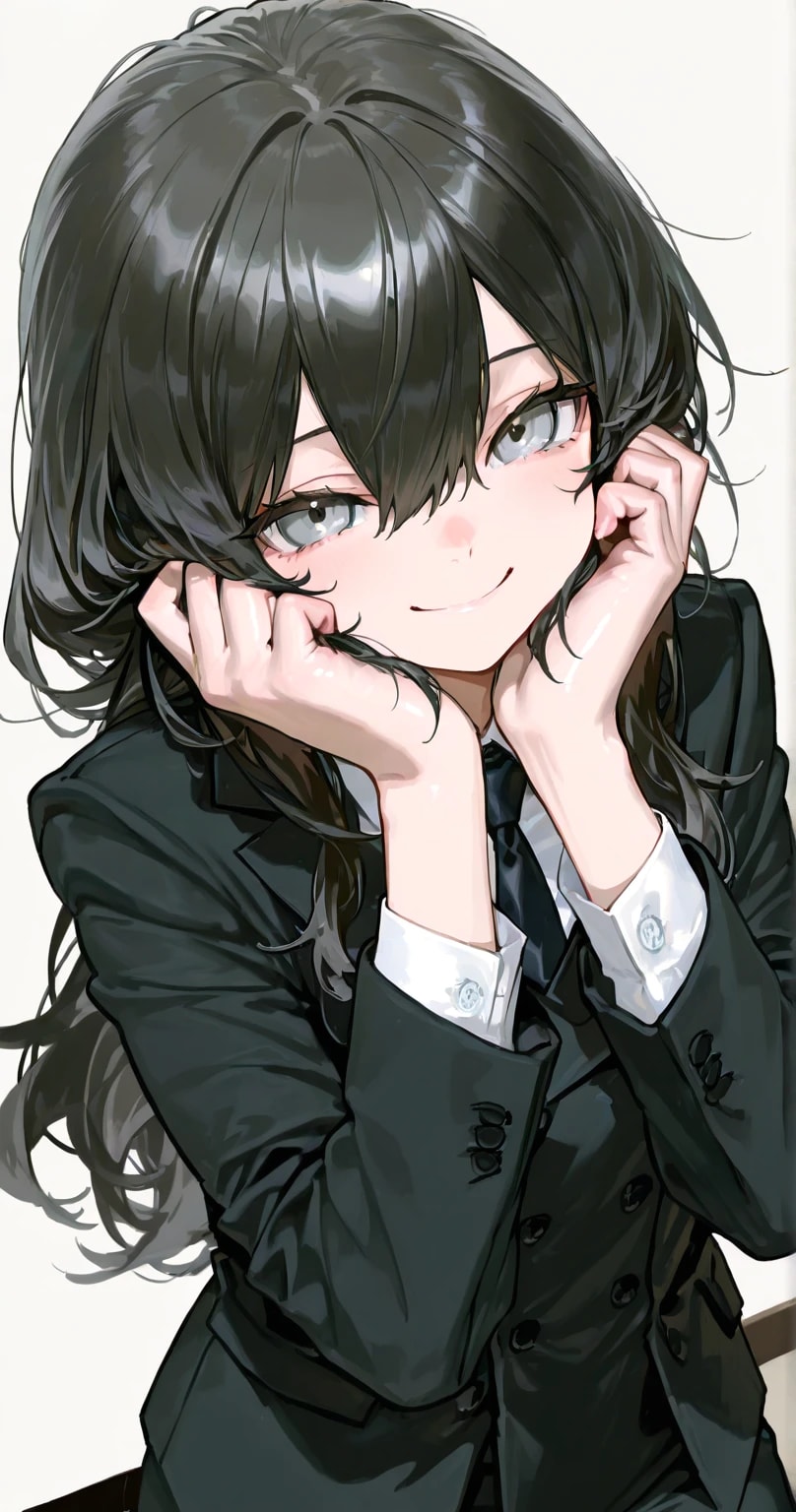 両手に頬を当てて | の人気AIイラスト・グラビア