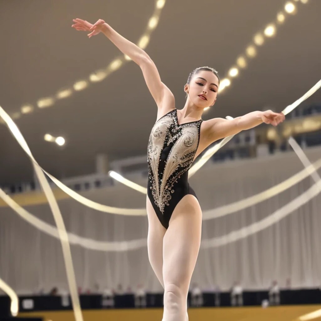 黒髪ロングでレオタードの美女６７