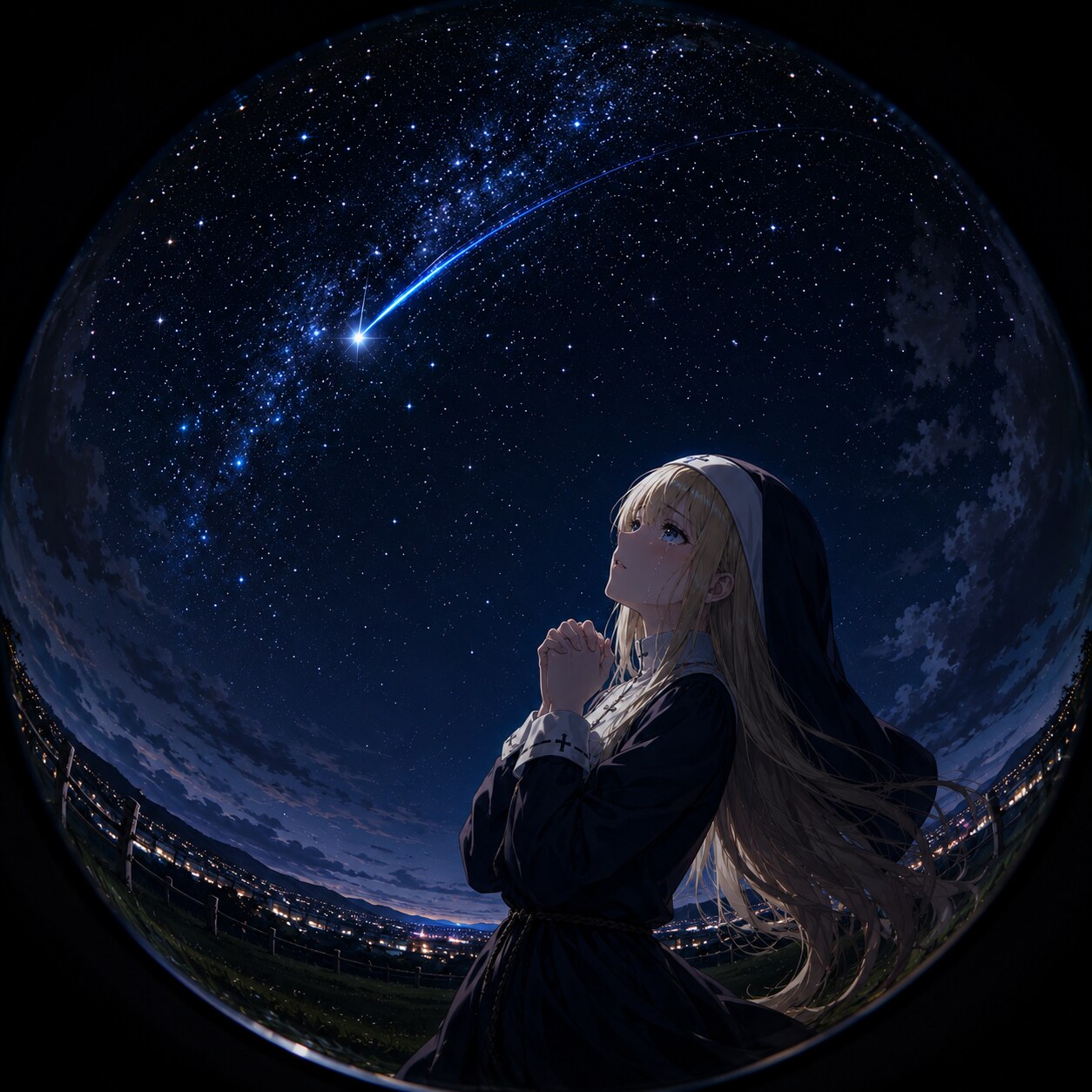 金髪　星空