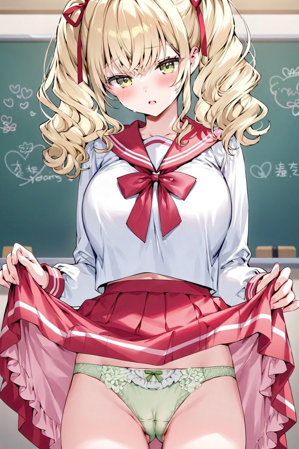 金髪とセーラー服。パンツ見せて