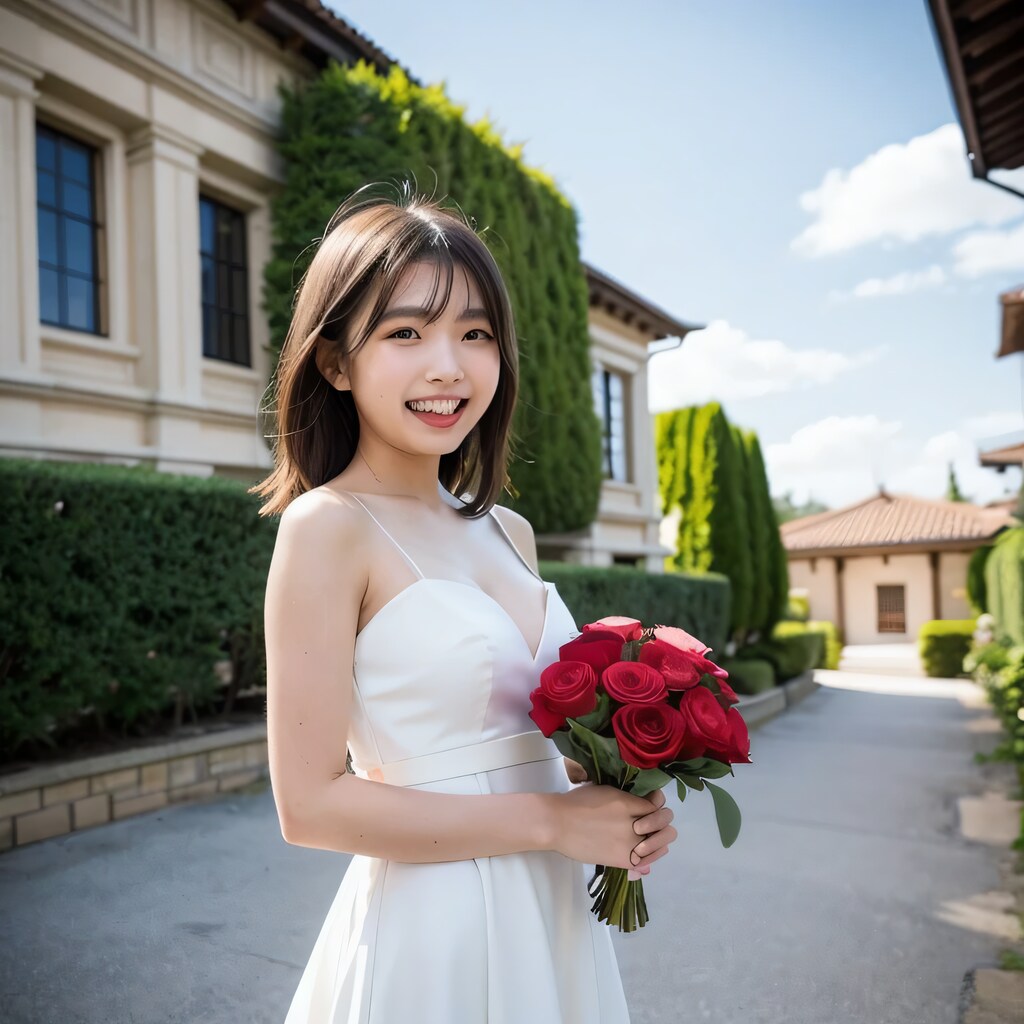 黒髪ロングでウェディングドレスの美女１０２