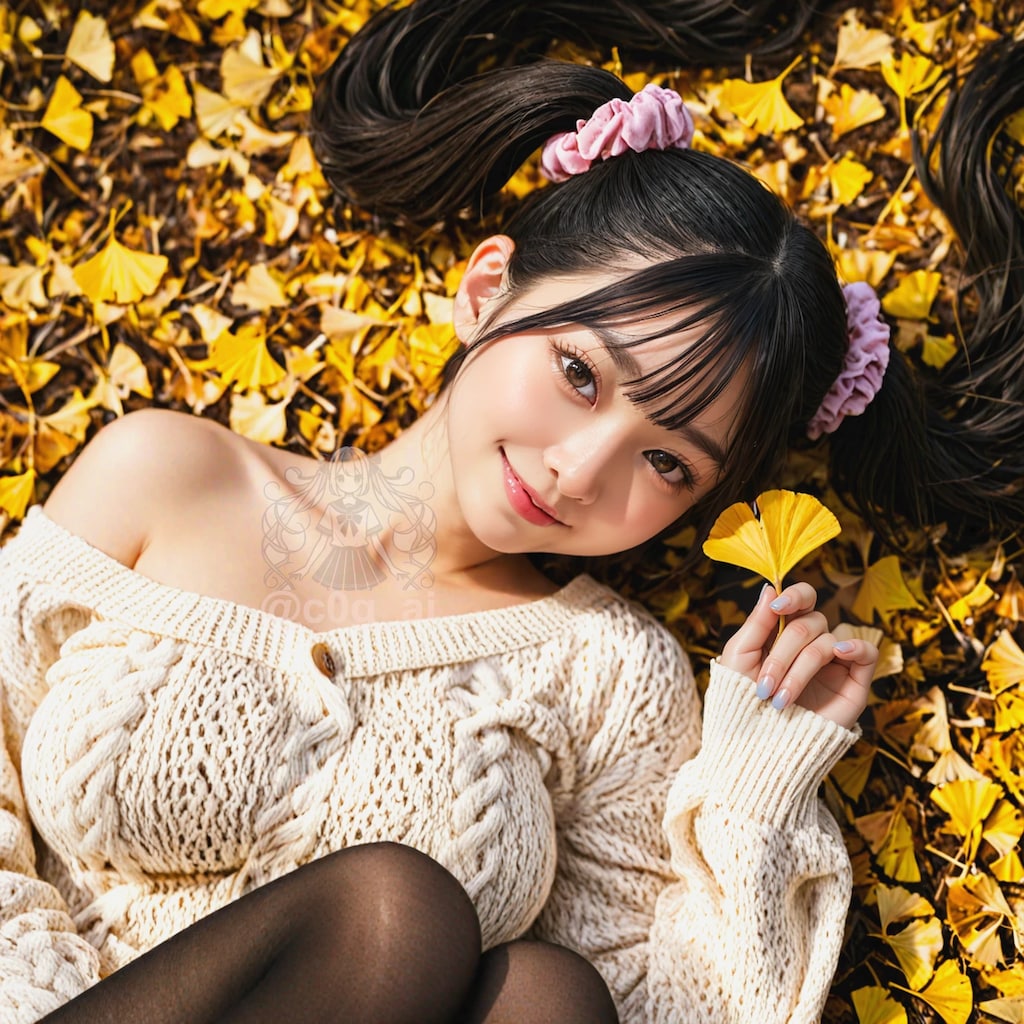 秋のケーブルニットミニワンピの陽菜々