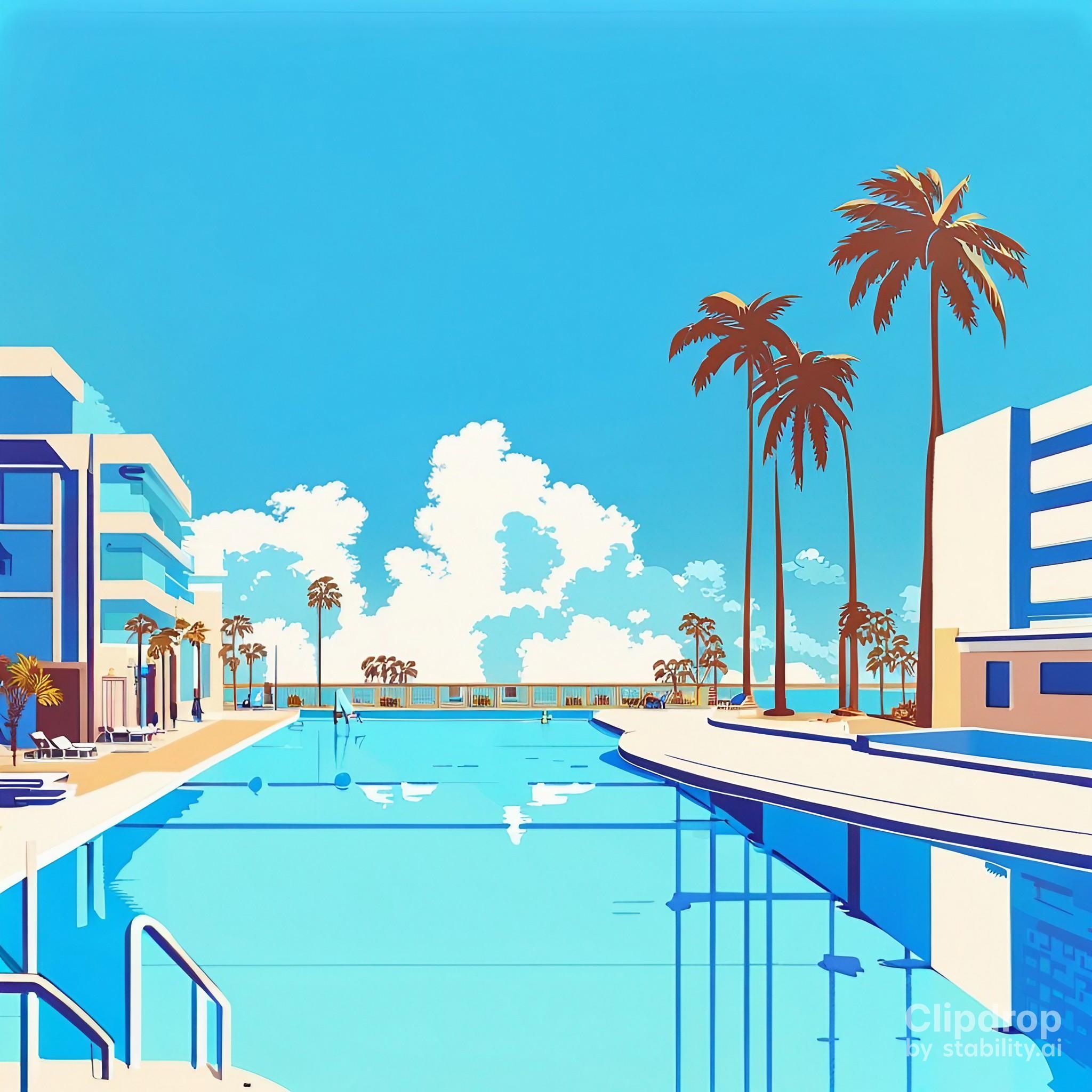 真夏のプールサイド