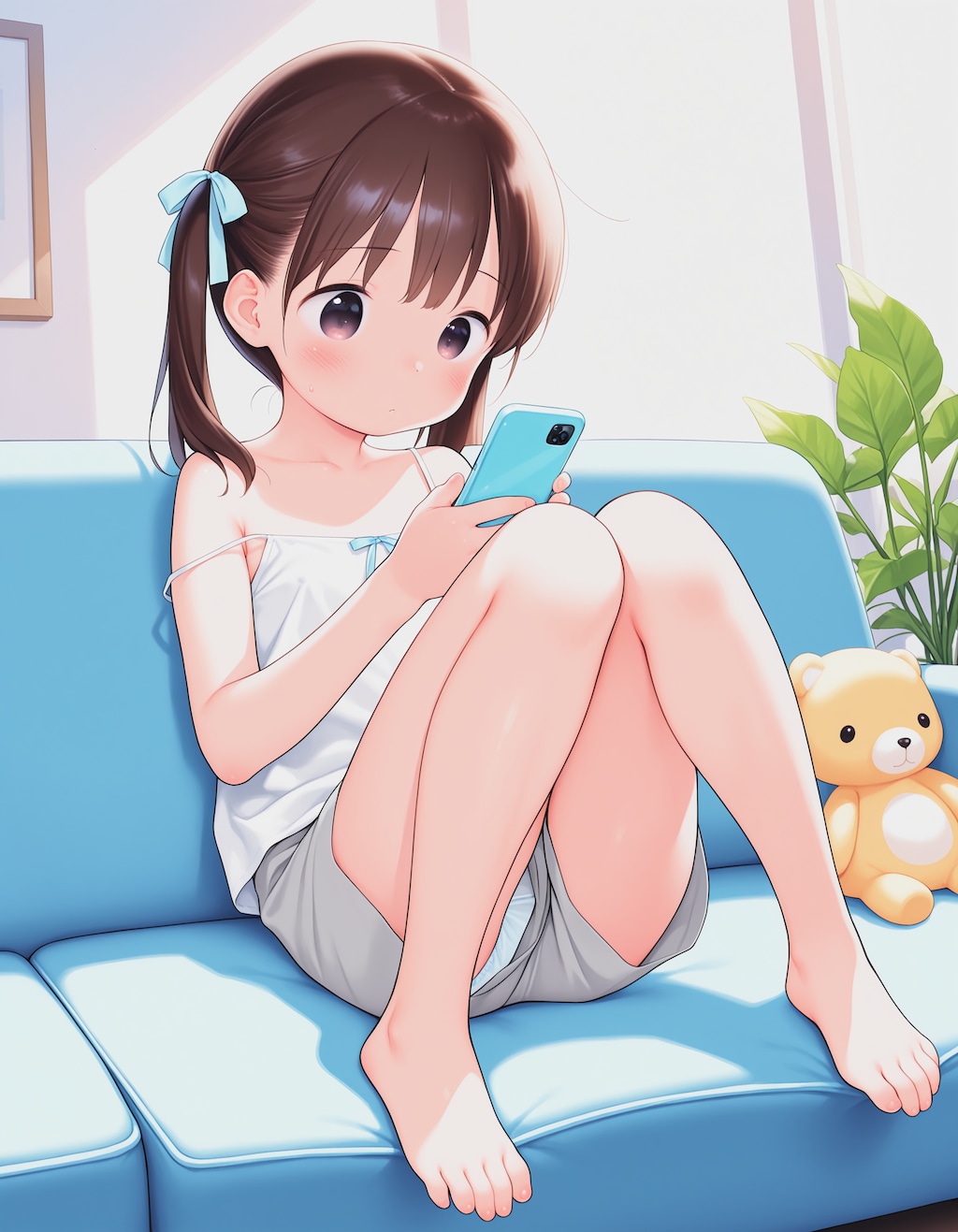 お部屋でくつろぐツインテール少女