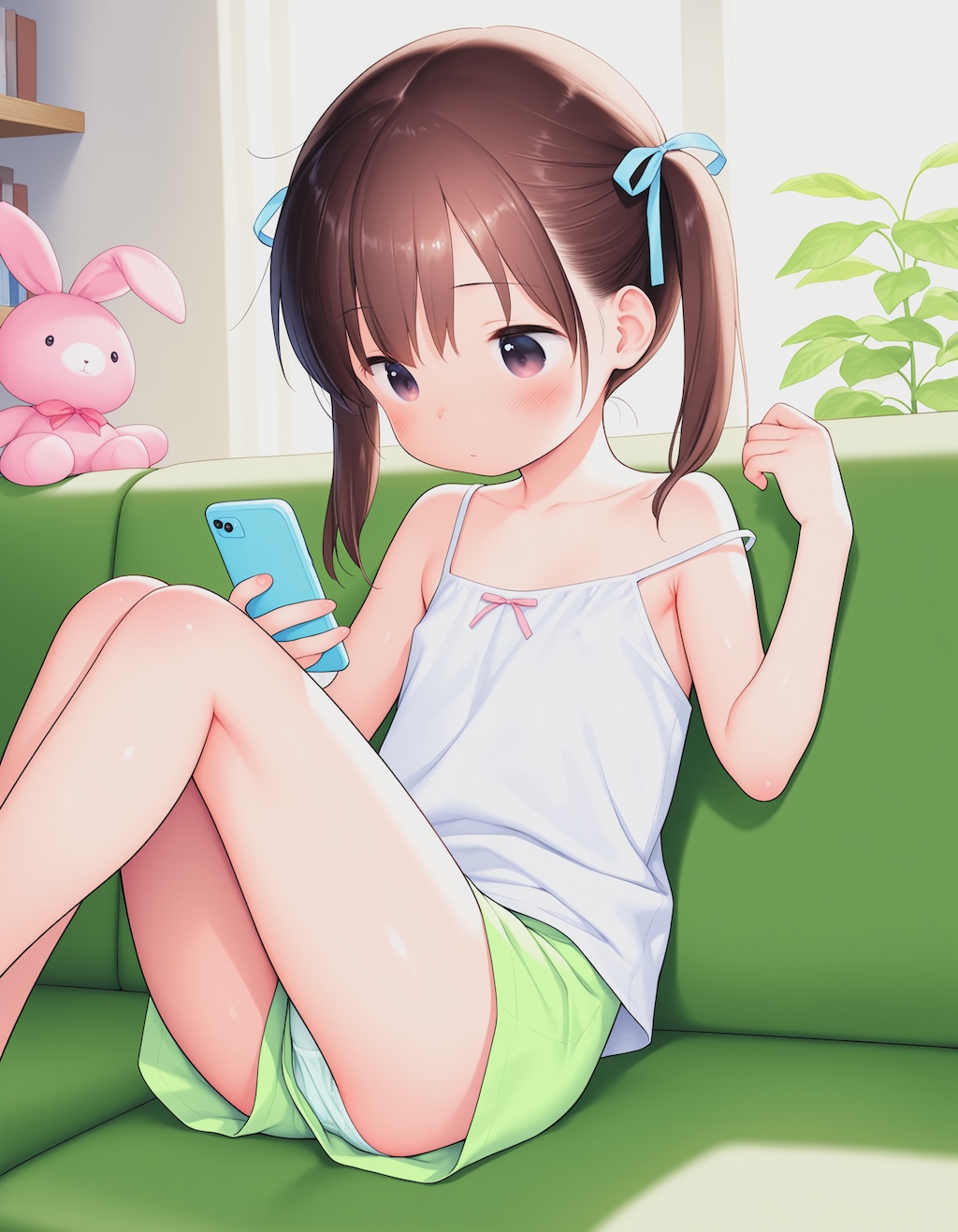 お部屋でくつろぐツインテール少女