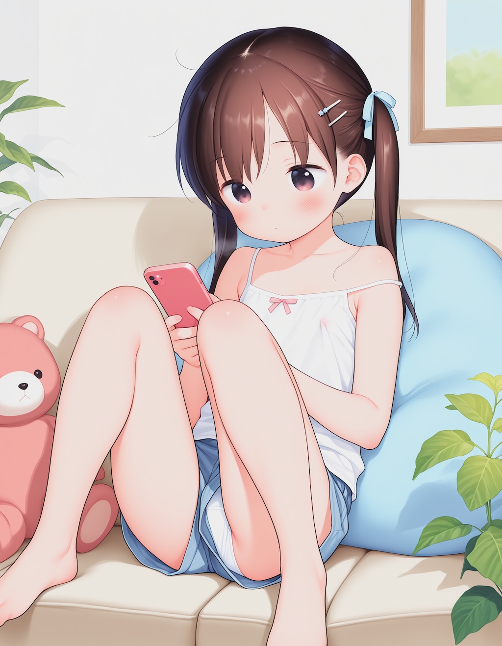 お部屋でくつろぐツインテール少女