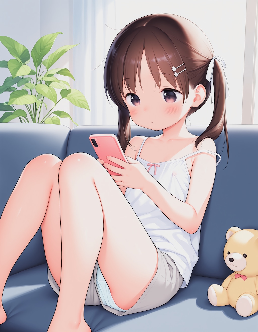 お部屋でくつろぐツインテール少女
