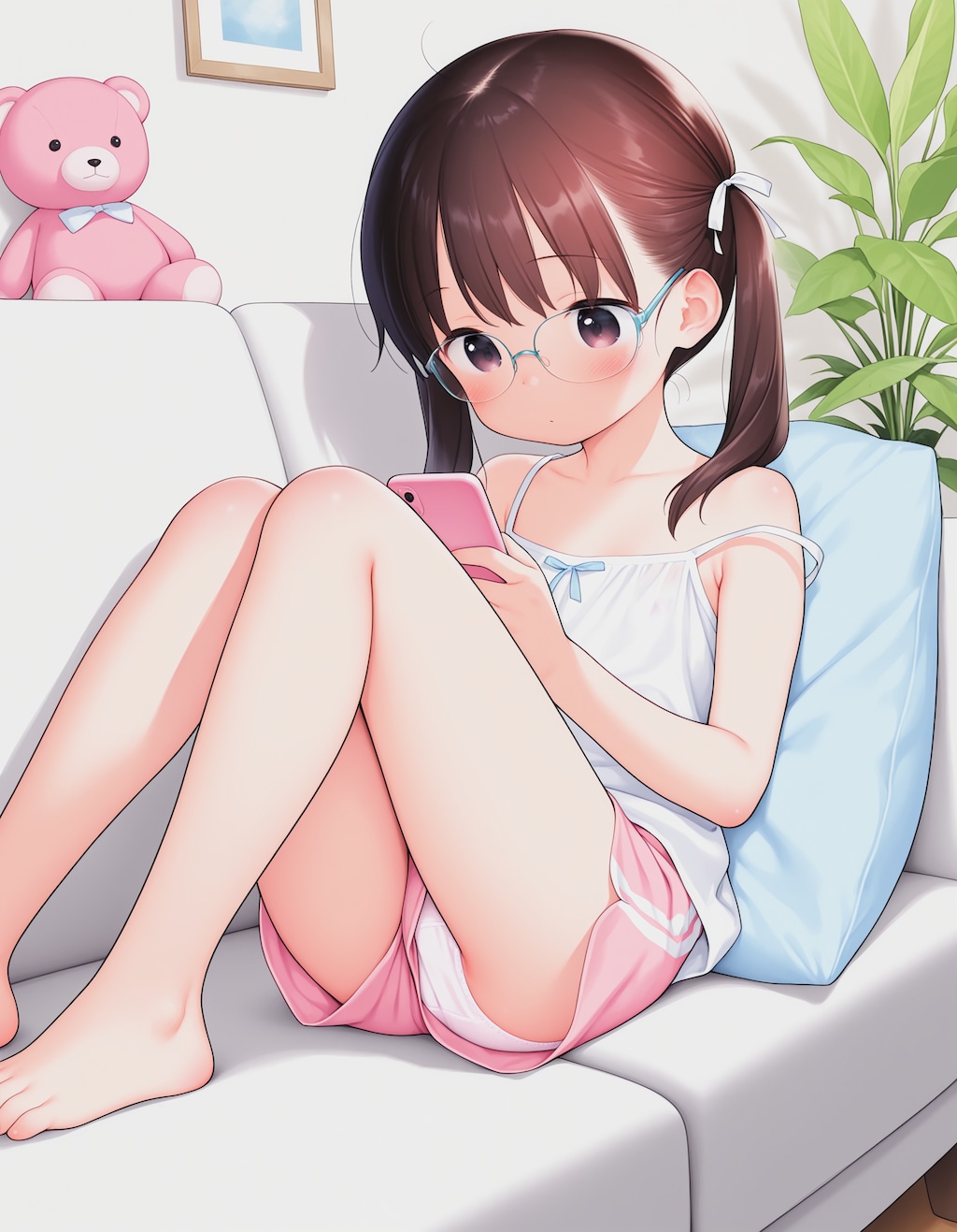 お部屋でくつろぐツインテール少女