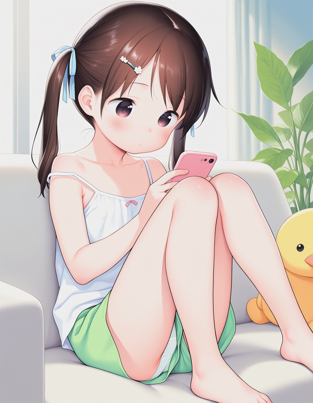 お部屋でくつろぐツインテール少女