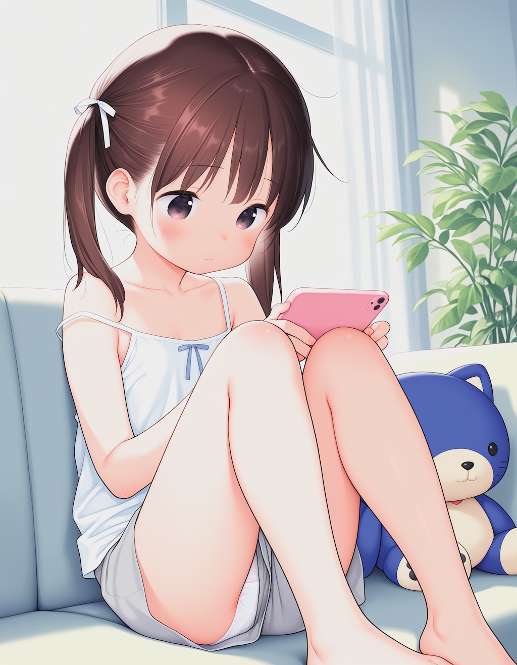 お部屋でくつろぐツインテール少女