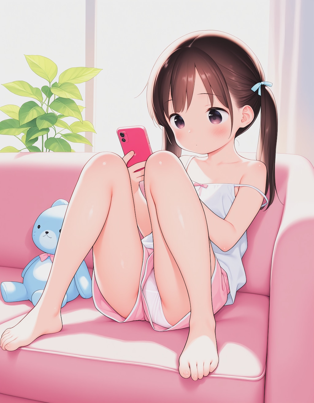 お部屋でくつろぐツインテール少女