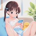 お部屋でくつろぐツインテール少女 2枚目