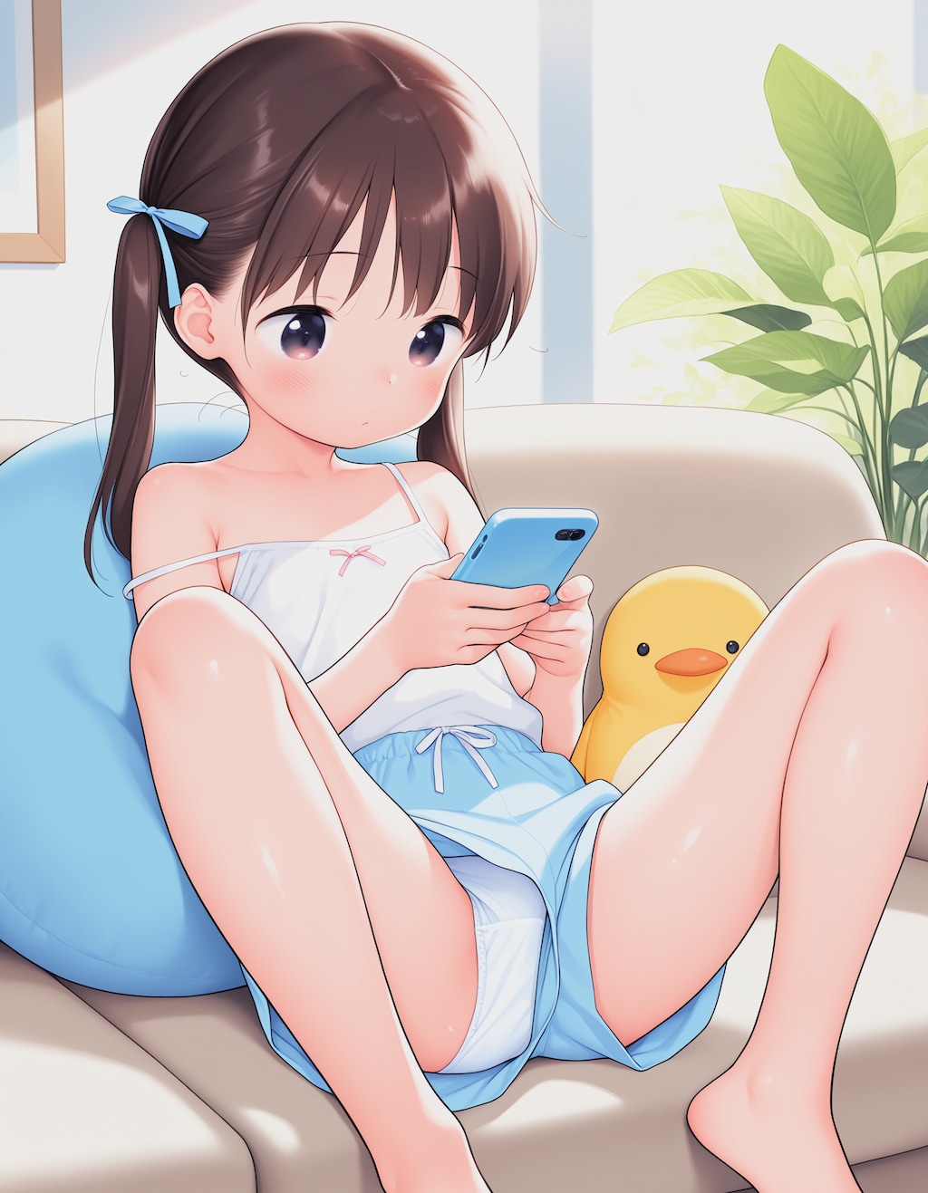 お部屋でくつろぐツインテール少女