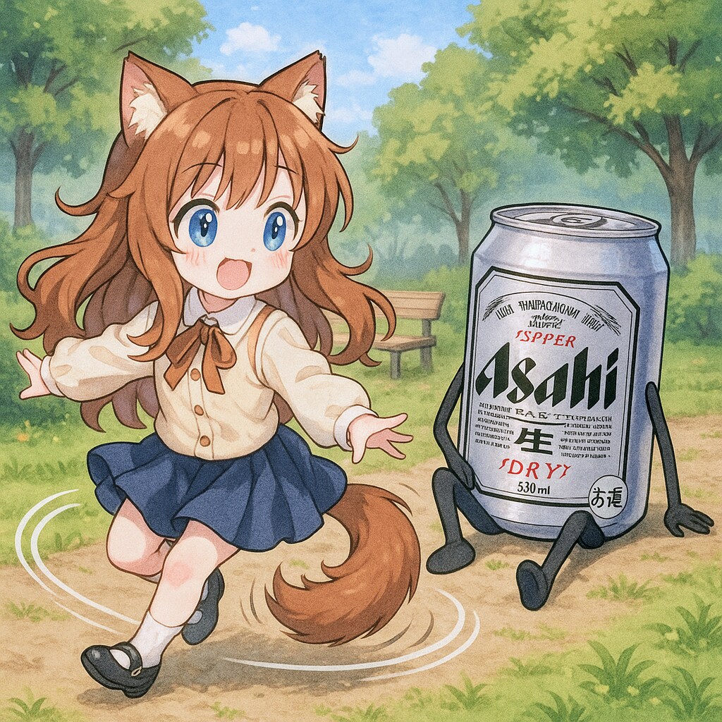 自分の尻尾を追いかける小さな女の子