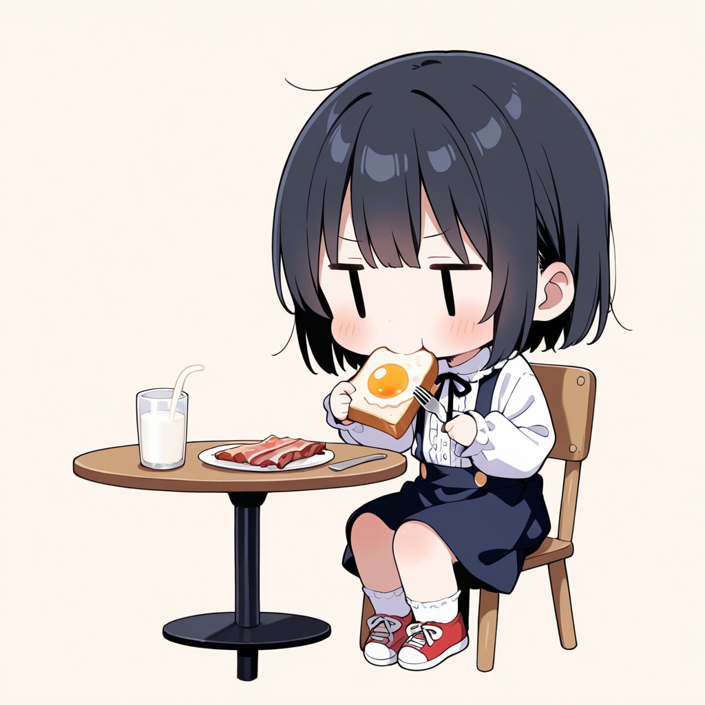 朝食を食べる