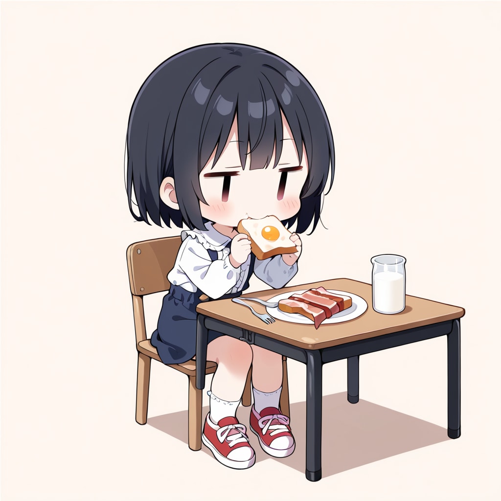 朝食を食べる