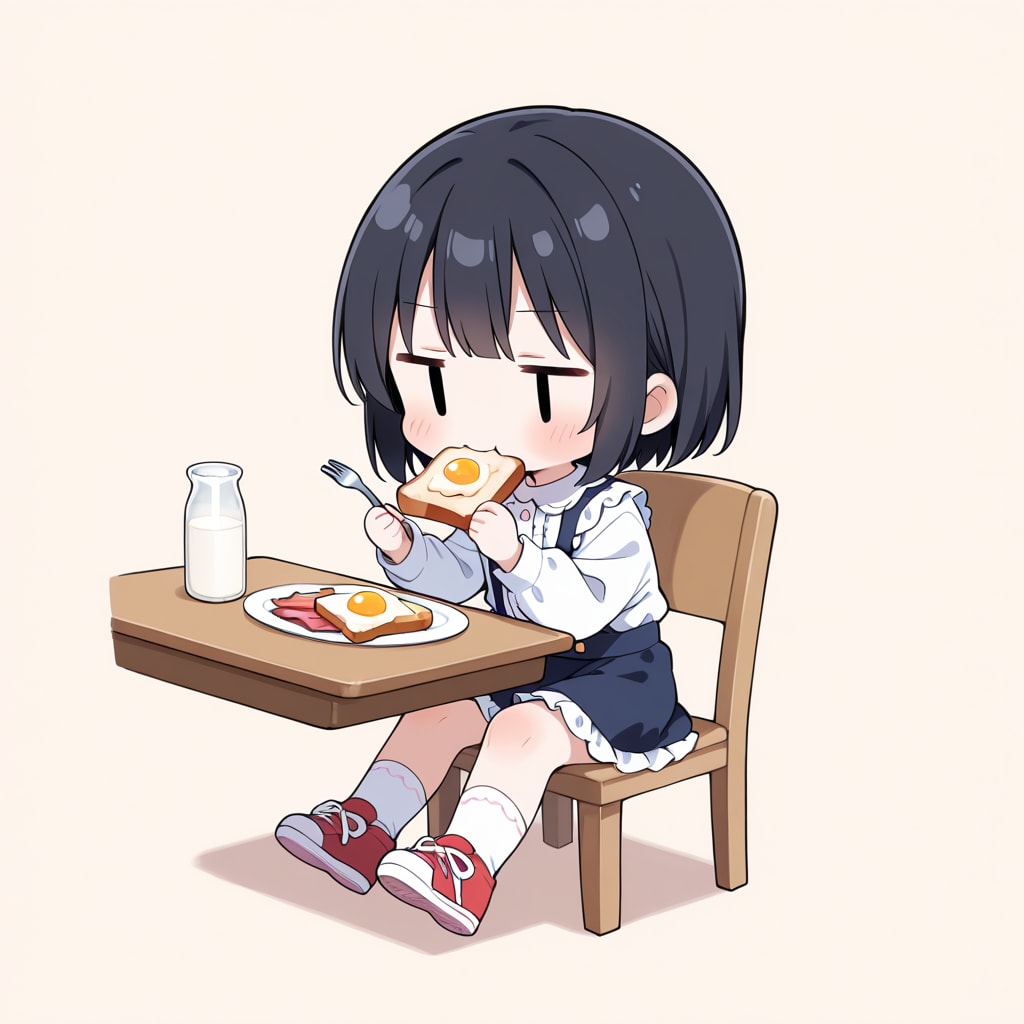 朝食を食べる