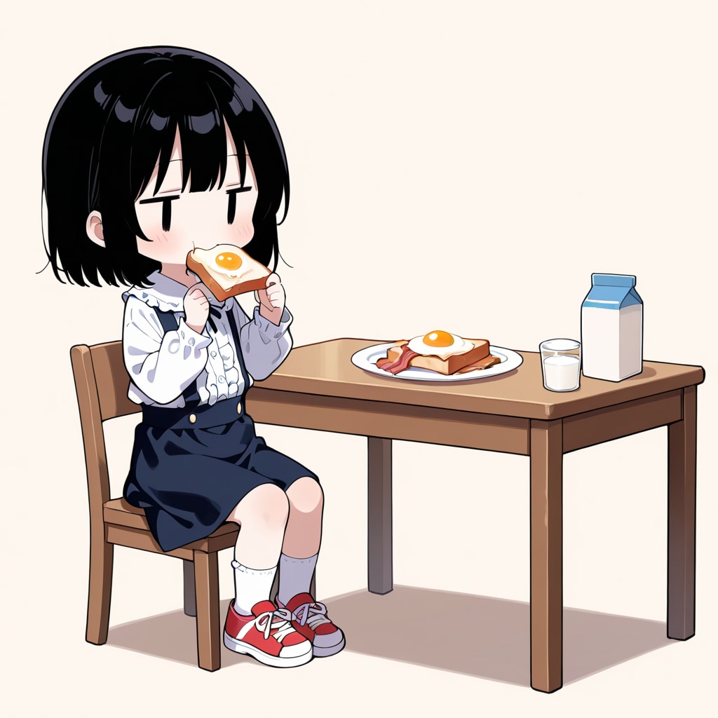 朝食を食べる