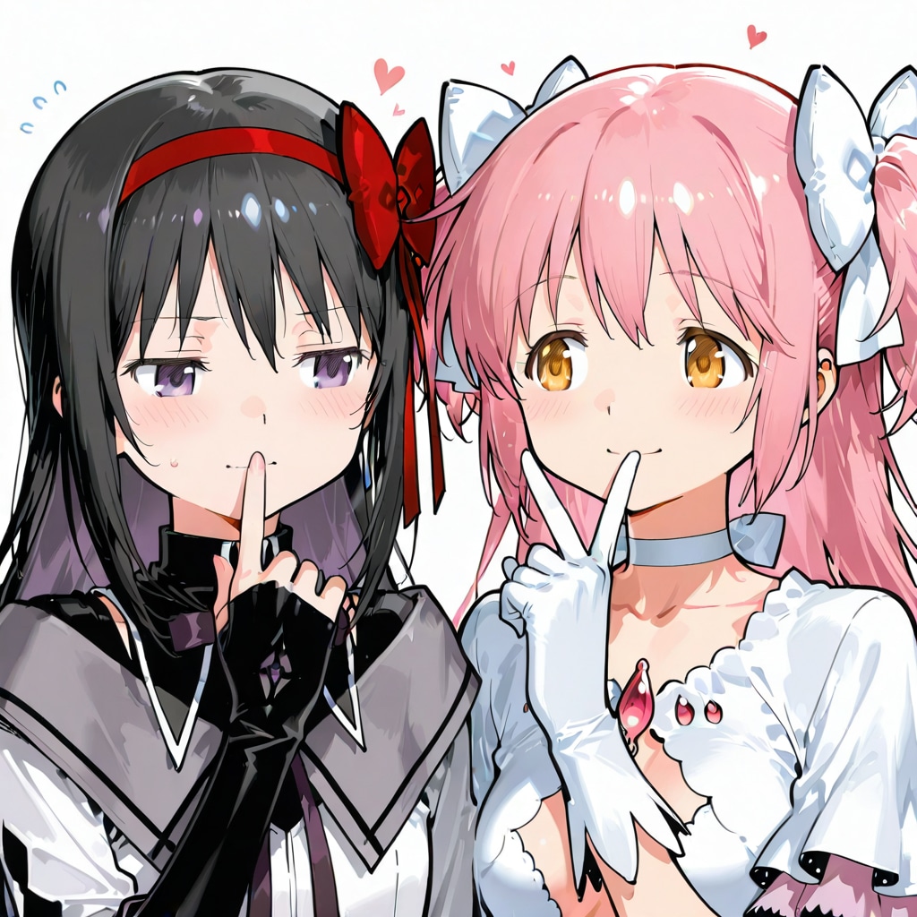 アルティメットまどかと一緒に可愛い子ぶりっ子の仕草をさせられる悪魔ほむら