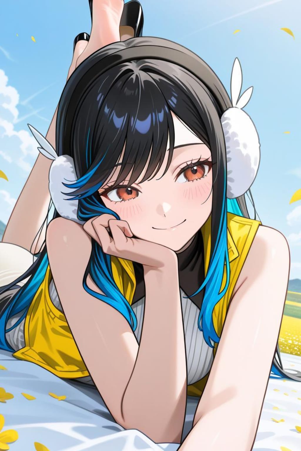 蝶とイヤーマフ