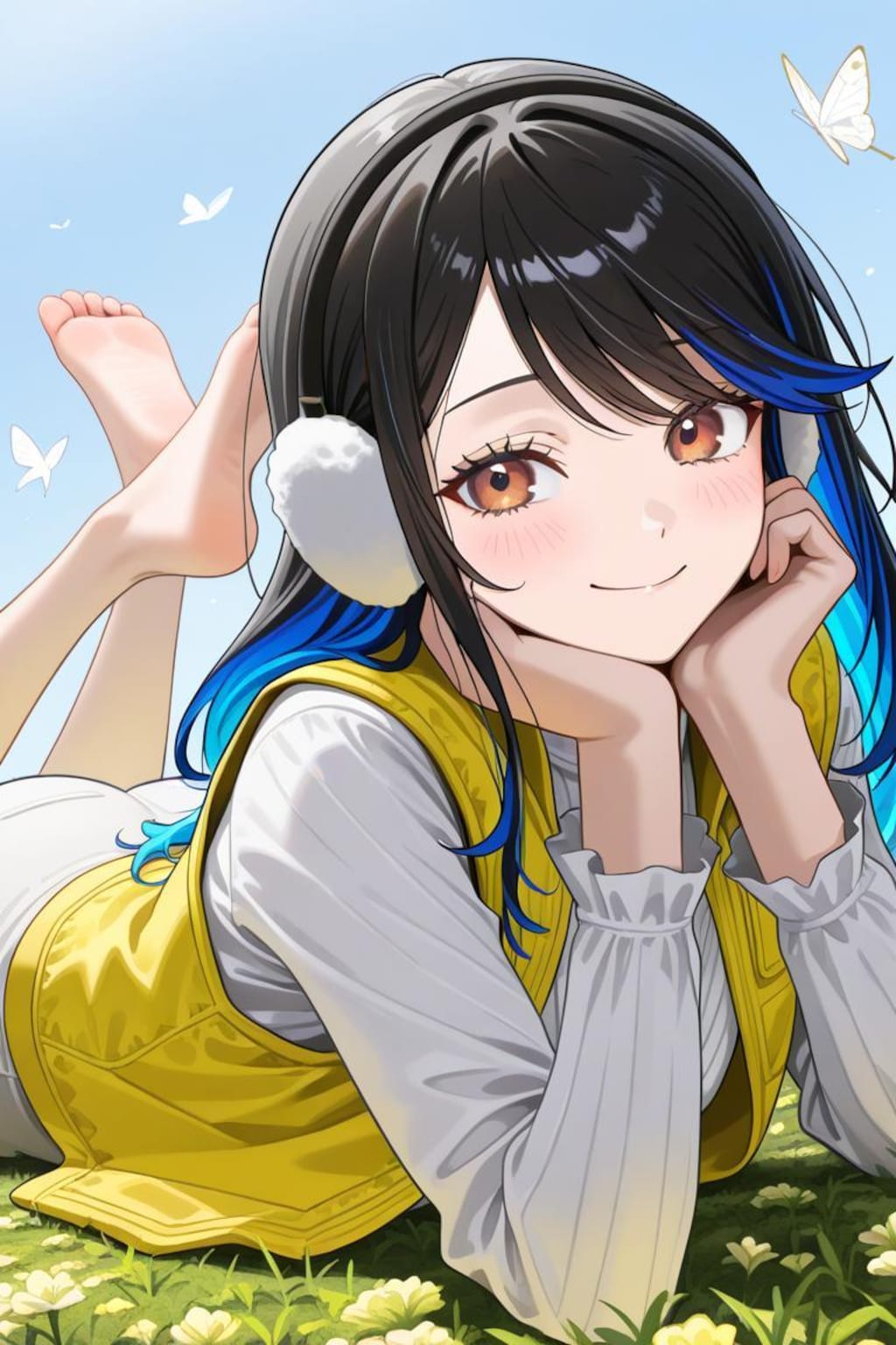 蝶とイヤーマフ