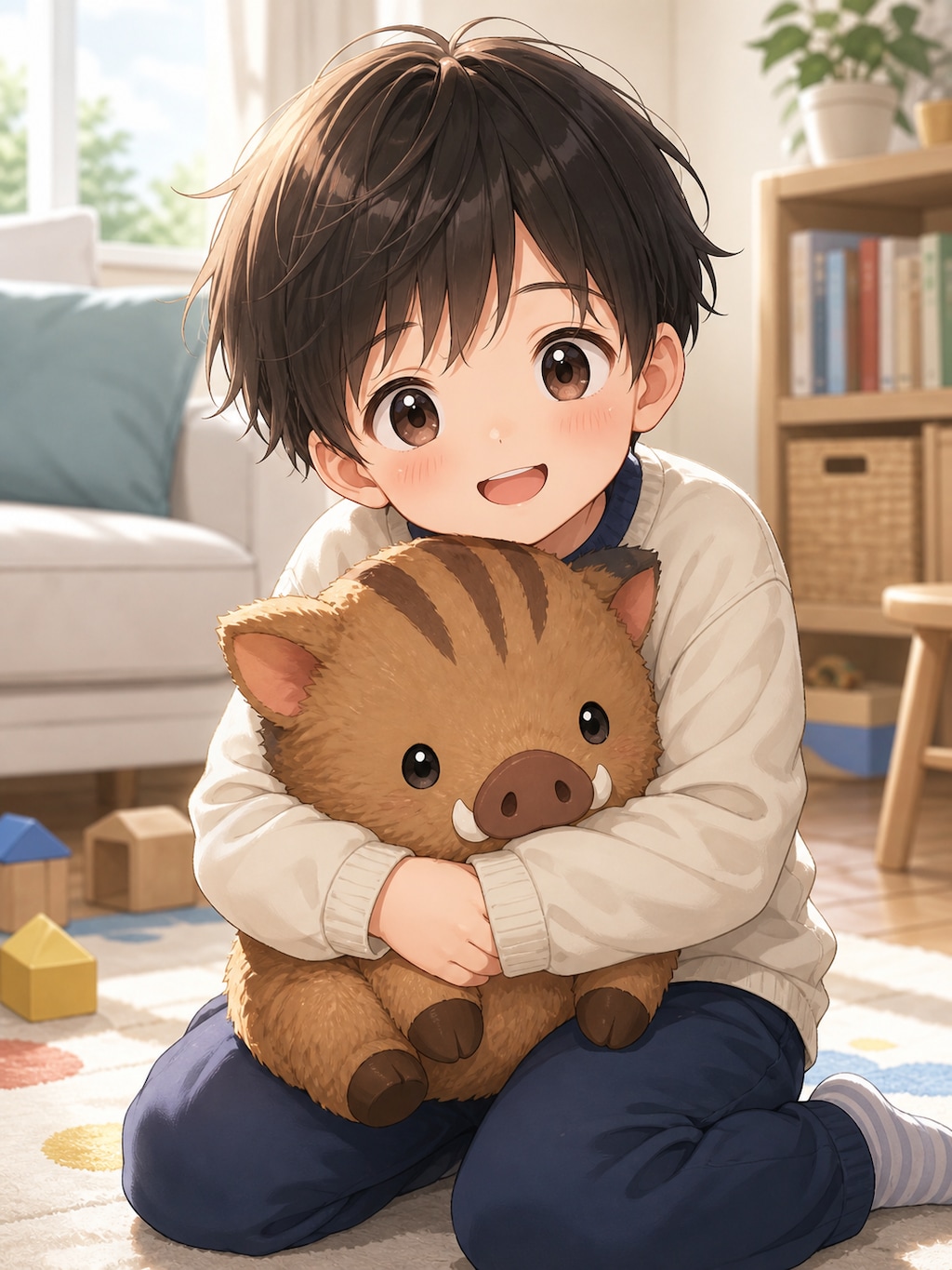ウリボーと男の子　3枚
