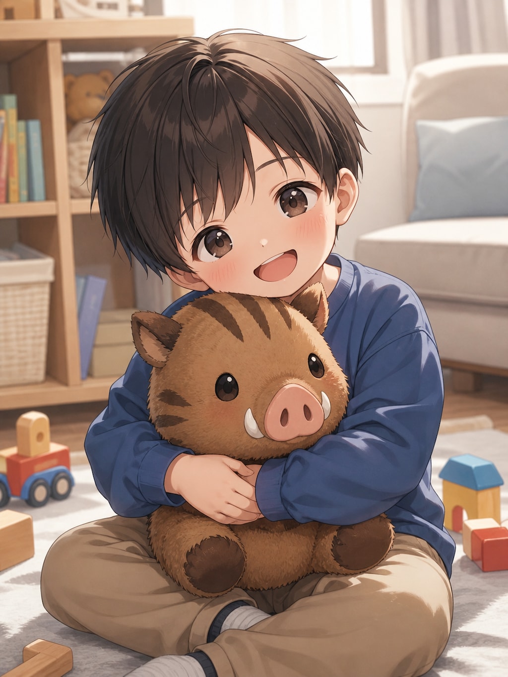 ウリボーと男の子　3枚