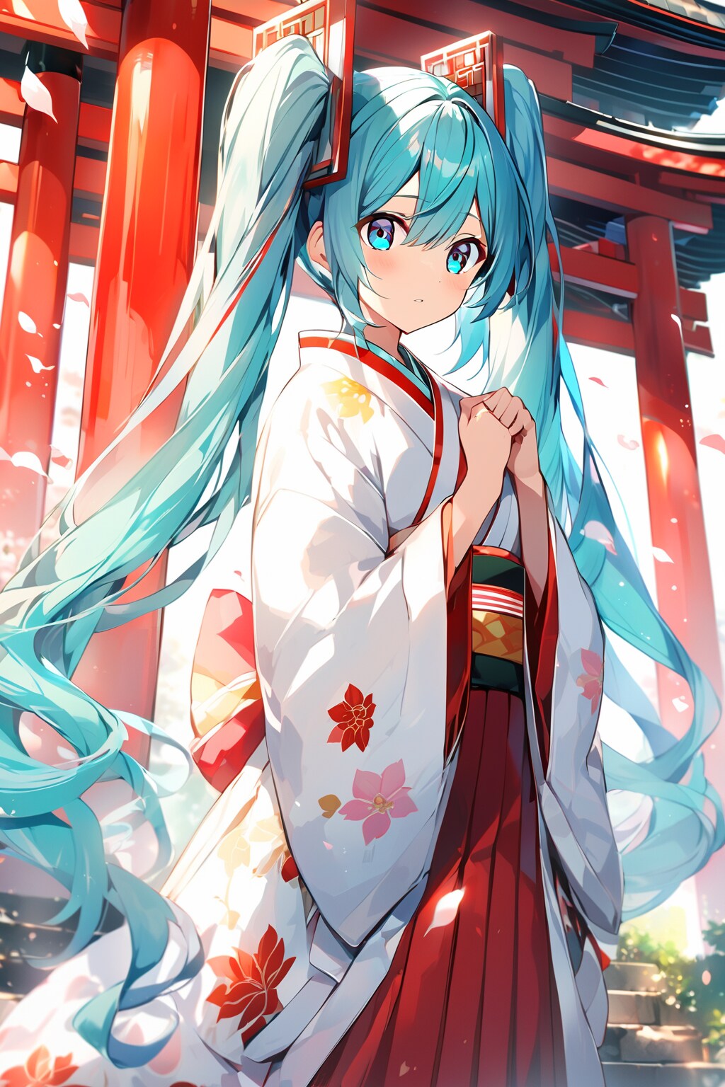 巫女ミク | の人気AIイラスト・グラビア