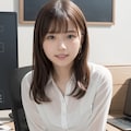 オフィスで座っている女性 2枚目