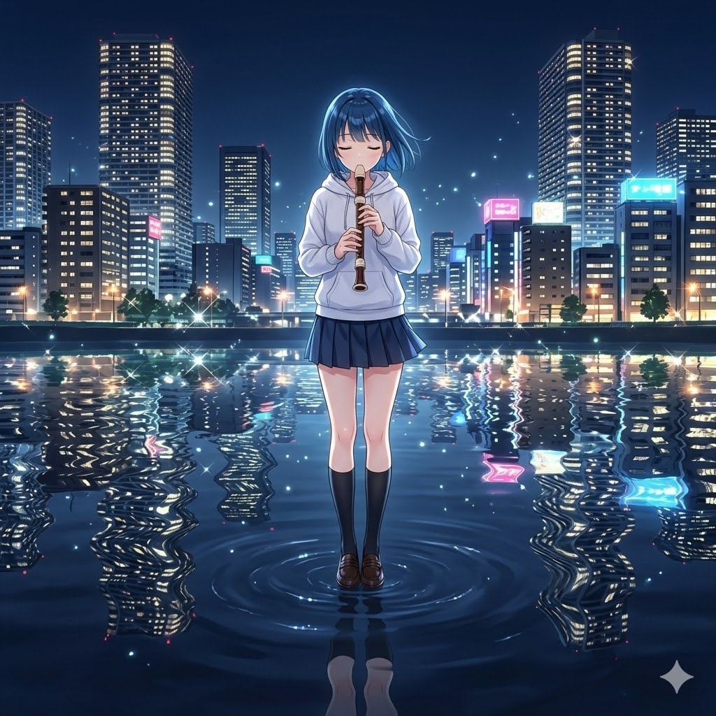 リコーダーを吹くWAVEちゃん