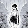 モノトーン描画の紫陽花園の姫カット淑女 2枚目